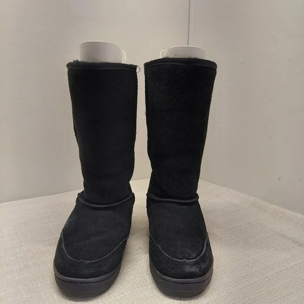 UGG Australia Ultra Tall Black Suede Shearling Boots Womens 8 5245